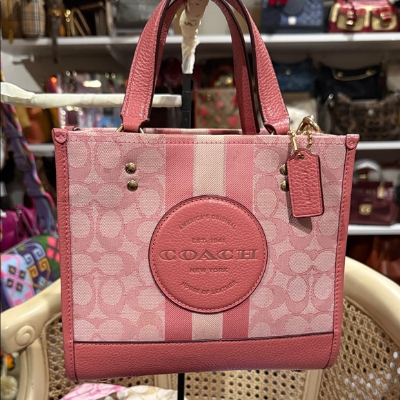 Coach Handbags - Coach Dempsey Tote 22 in Pink Signature Jacquard with Stripe